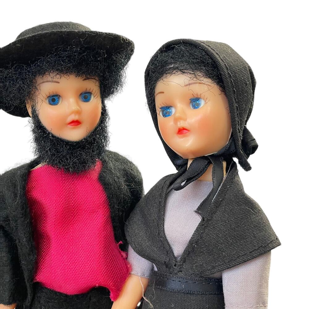 Vintage 1960s Amish Dolls Souvenir Toy Sleep Eyes String Limbs Pennsylvania READ